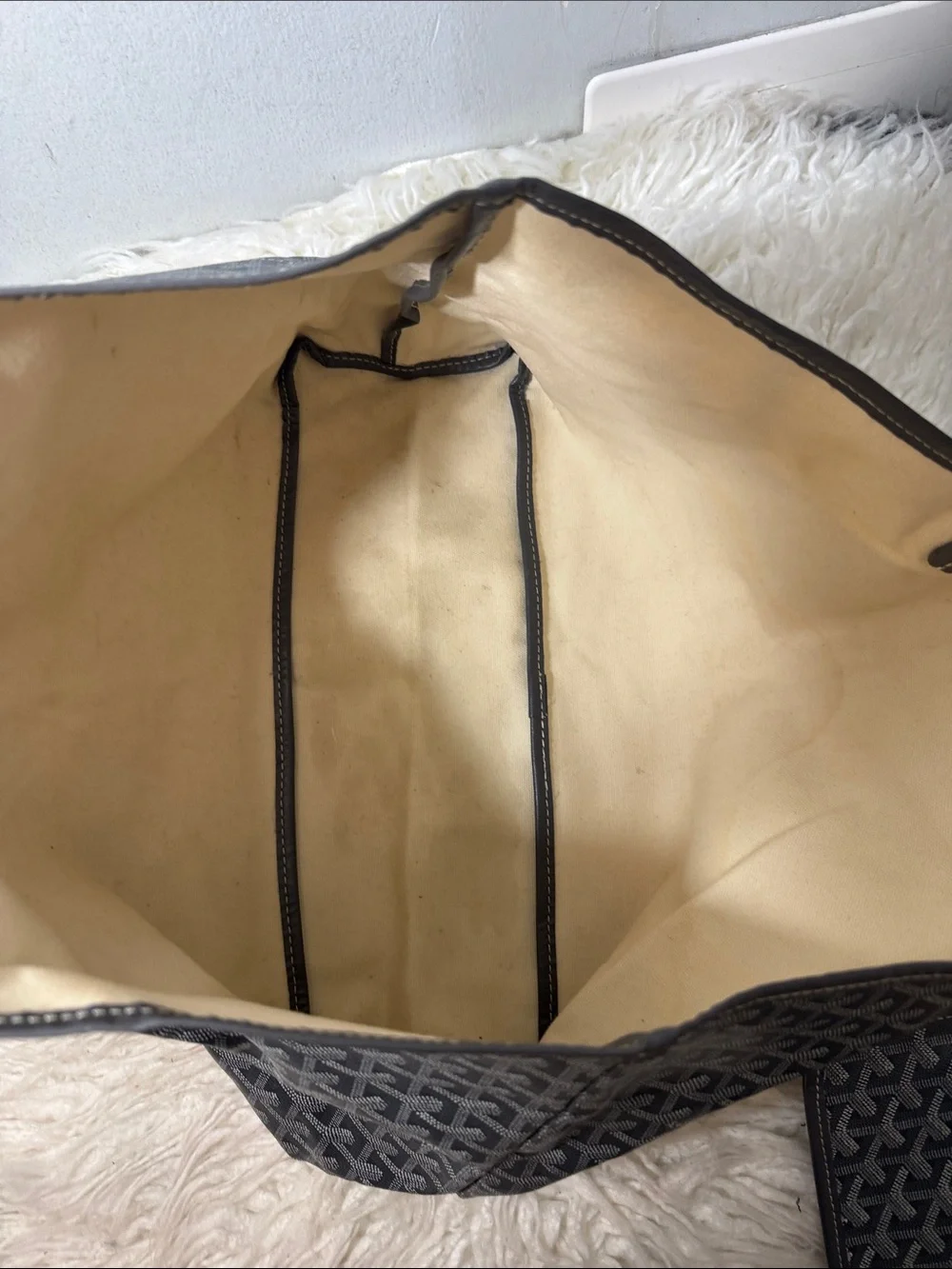 Re Posh Goyard Gray Tote Bag with Removable Pouch large
